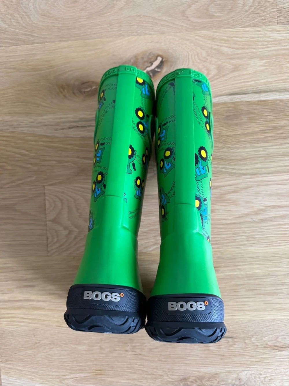 Bogs Green Tractor-Print Kids' Rain Boots - Size 12